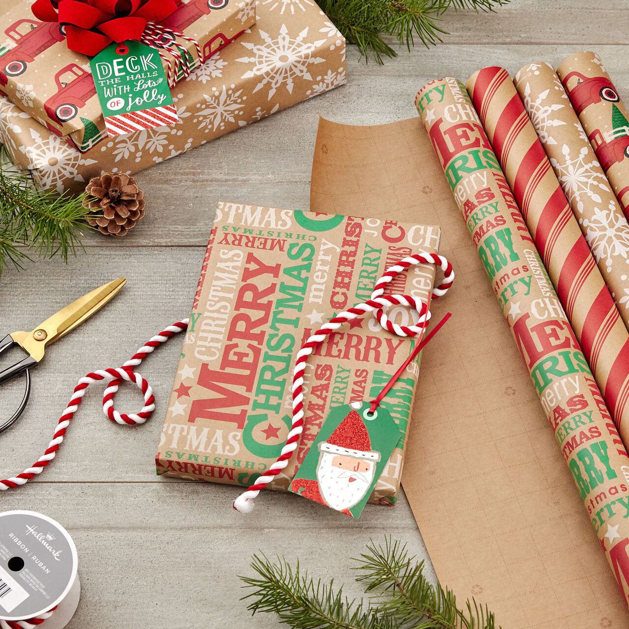Colorful Kraft Assortment Christmas Wrapping Paper  image number 1