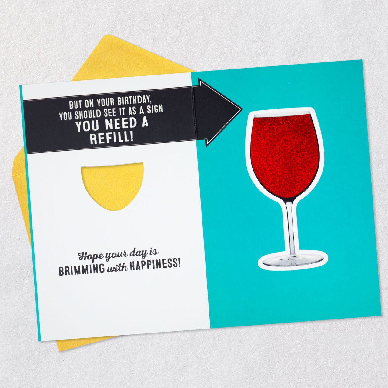 Glass Half-Full of Wine Birthday Card, , large image number 3