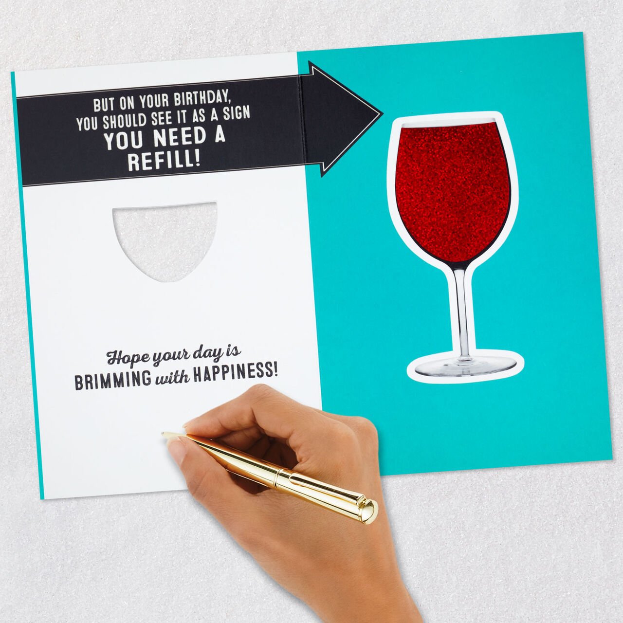 Glass Half-Full of Wine Birthday Card, , large image number 6
