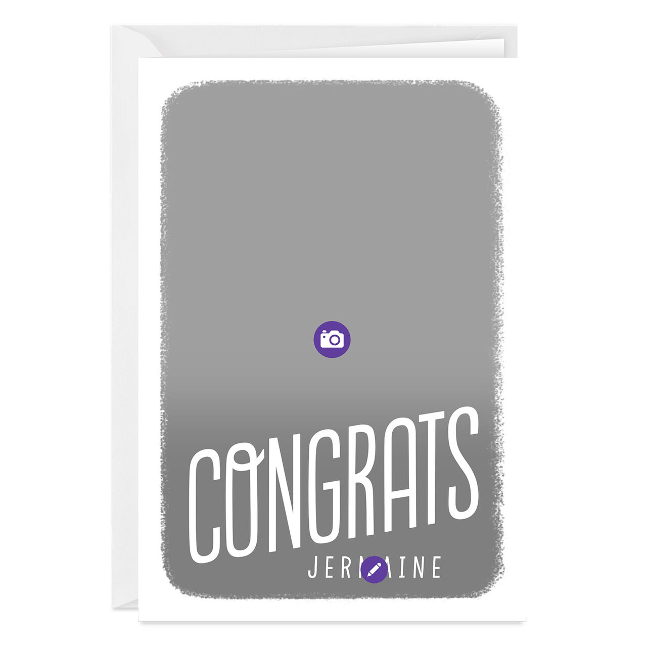 Personalized White Outline Congratulations Photo Card  image number 2