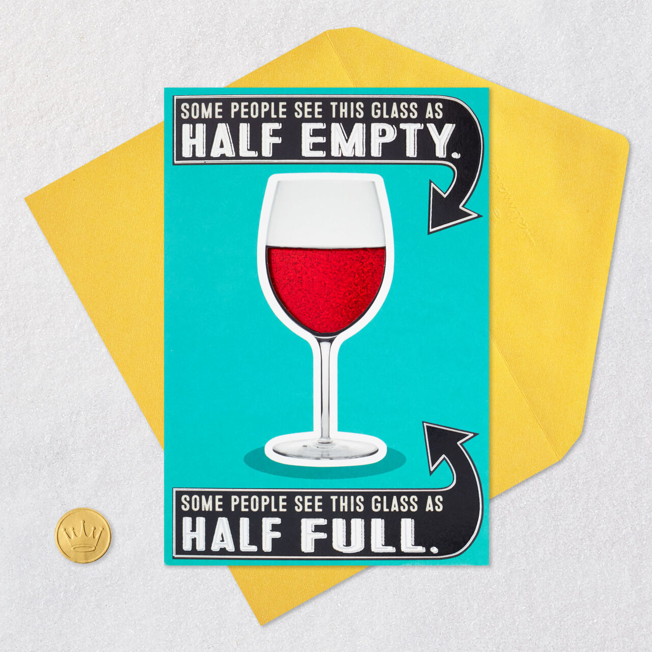 Glass Half-Full of Wine Birthday Card, , large image number 5