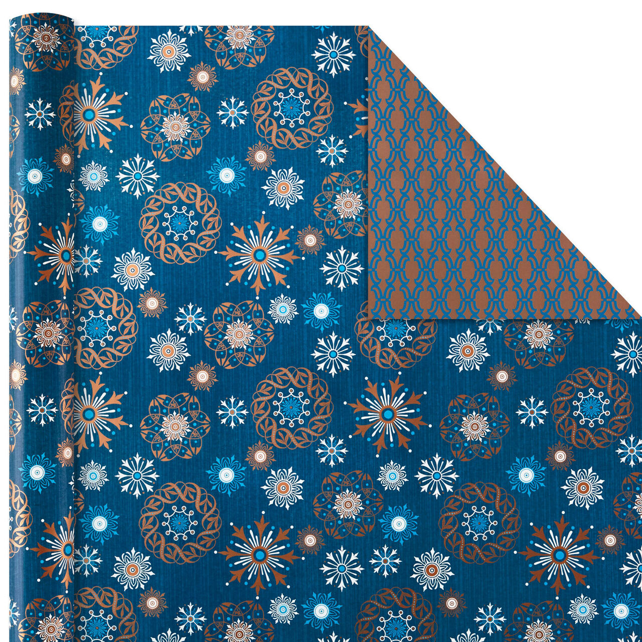 Blue and Gold Holiday Reversible Wrapping Paper  image number 5