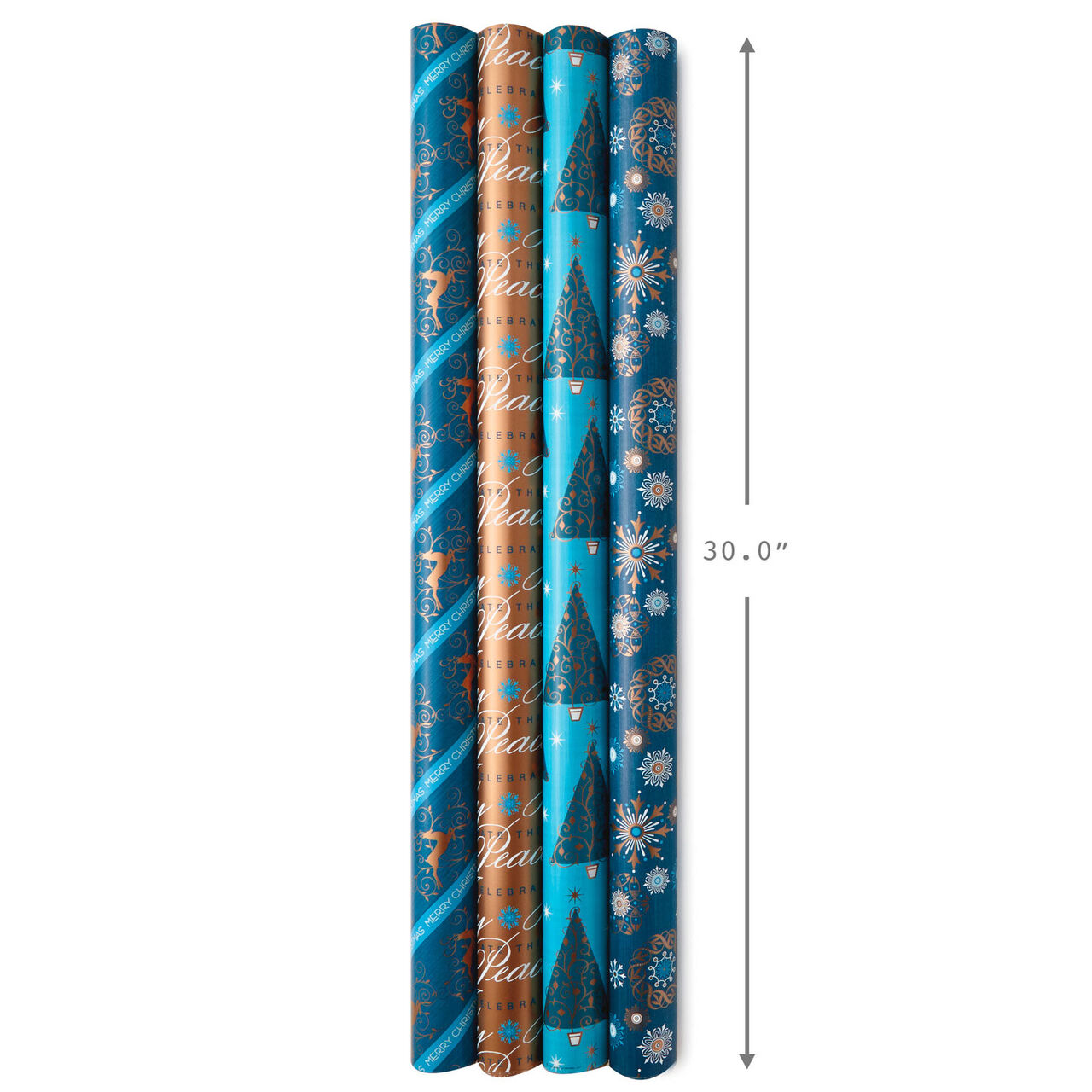 Blue and Gold Holiday Reversible Wrapping Paper  image number 6