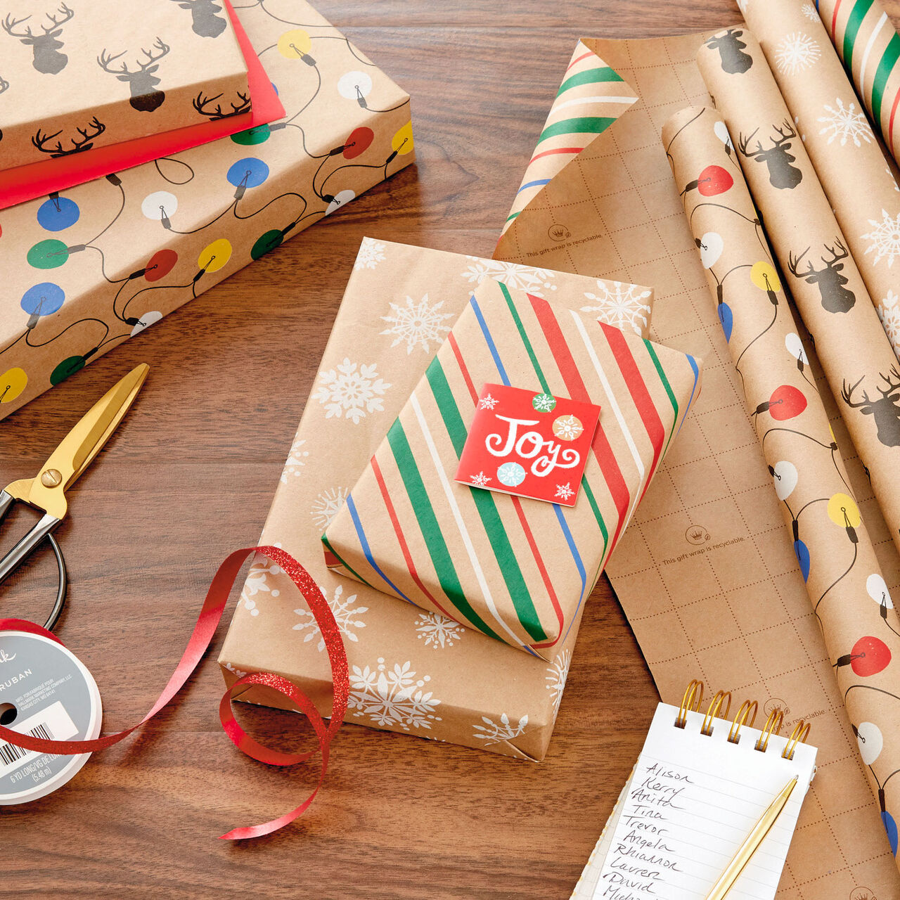 Colorful Christmas Assortment Kraft Wrapping Paper  image number 1