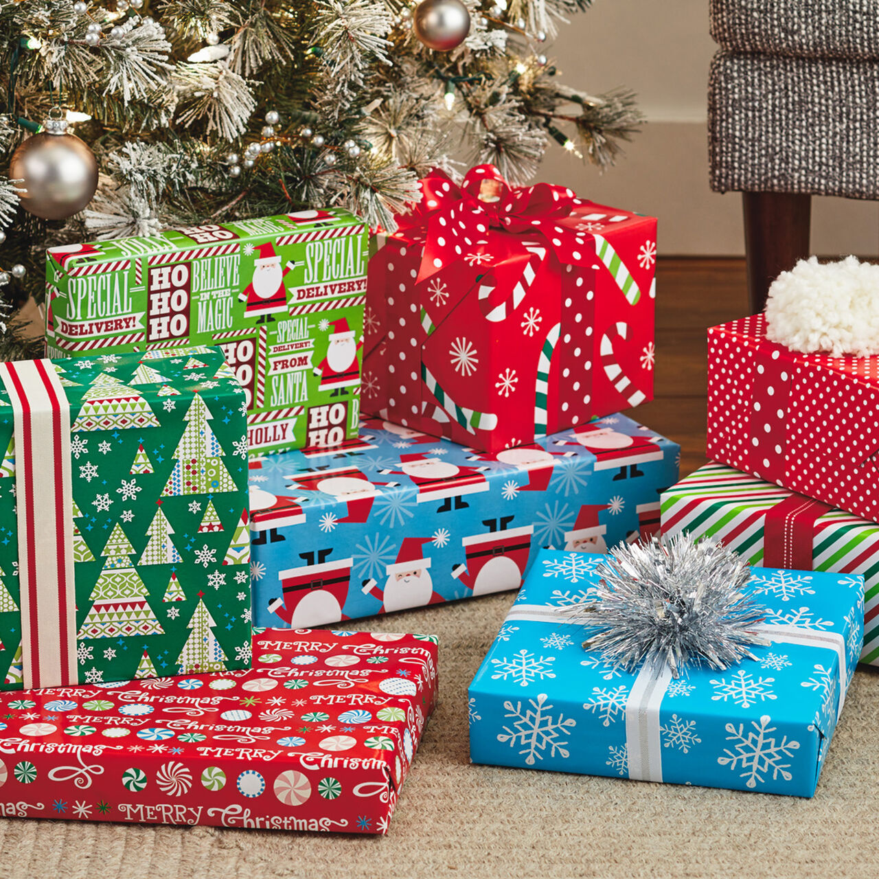Christmas Cheer Assortment Reversible Wrapping Paper  image number 1