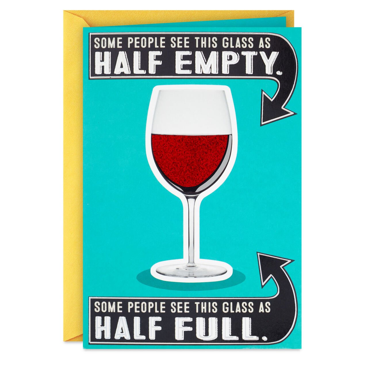 Glass Half-Full of Wine Birthday Card, , large image number 0