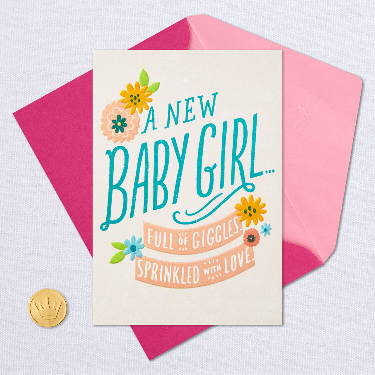Full of Giggles New Baby Girl Card, , large image number 4