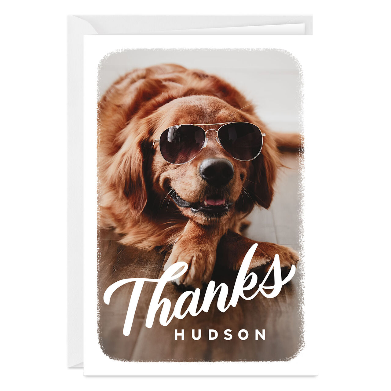 Personalized White Outline Thank-You Photo Card  image number 0