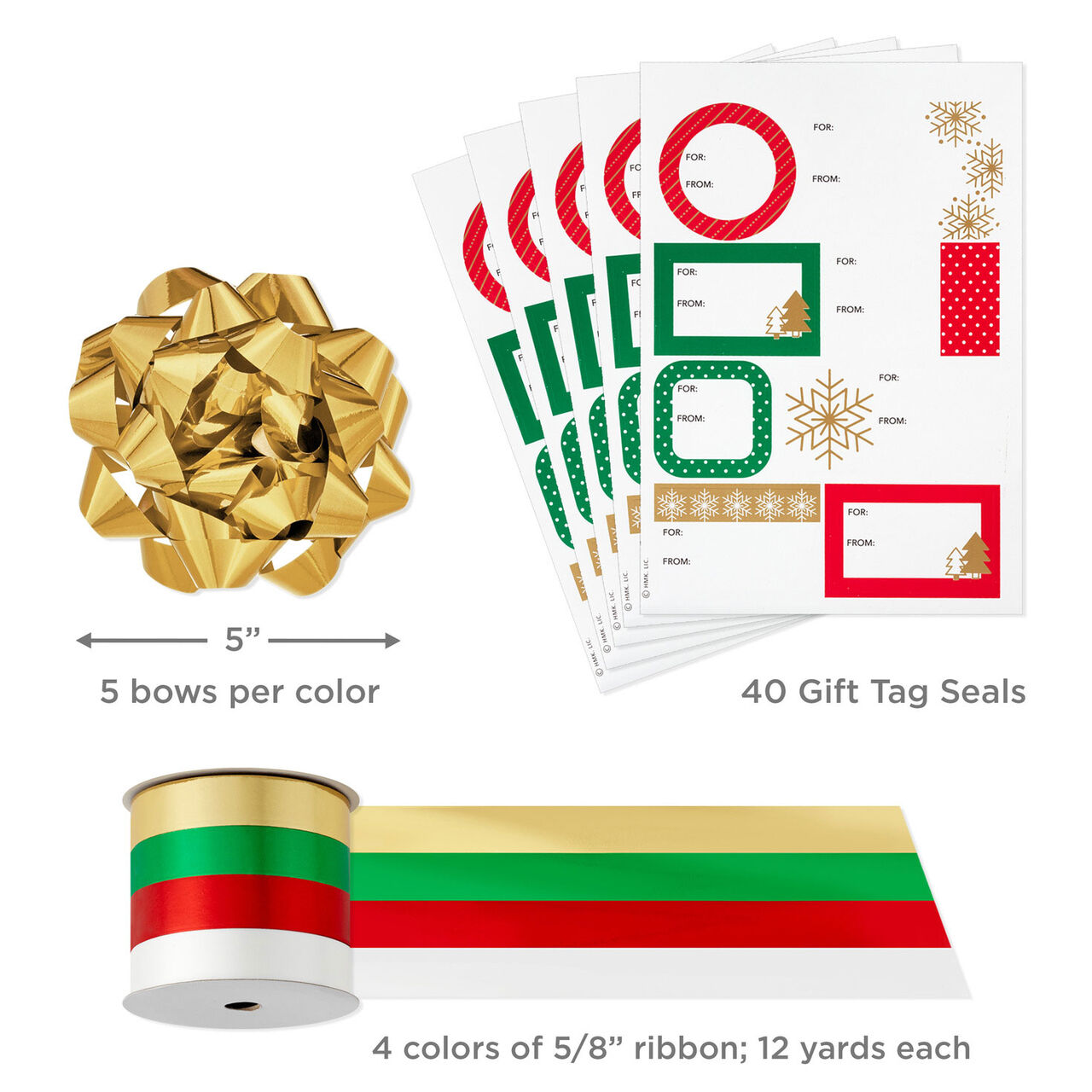 Christmas Gift Wrap Kit With Wrapping Paper, Bows, Ribbons and Tags, , large image number 7