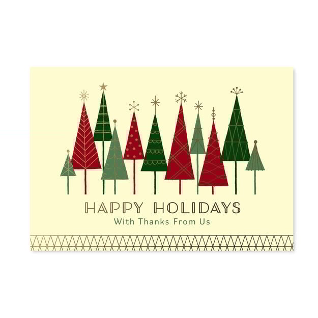 Thanks From Us Festive Trees Premium Holiday Card
