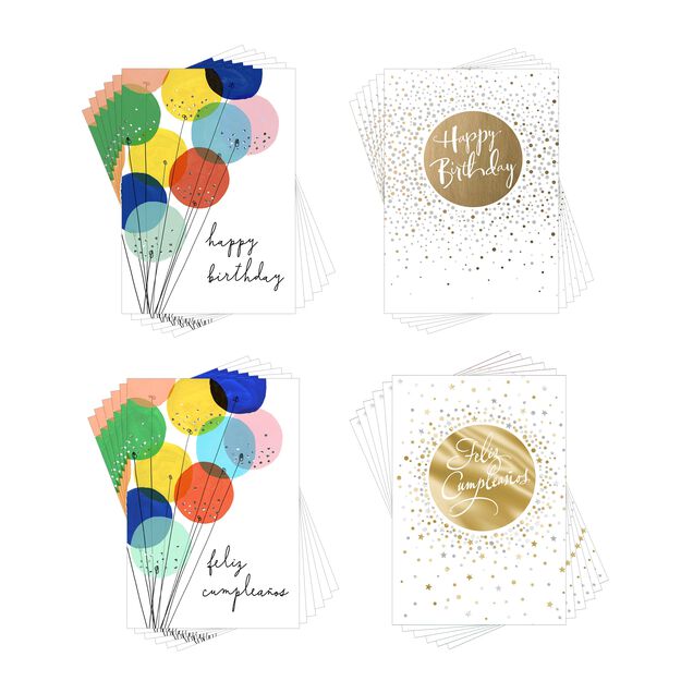 Spanish & English Mix Assorted Birthday Cards 24 Pack