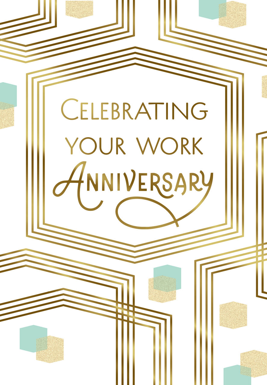 Gold Celebration Work Anniversary Card