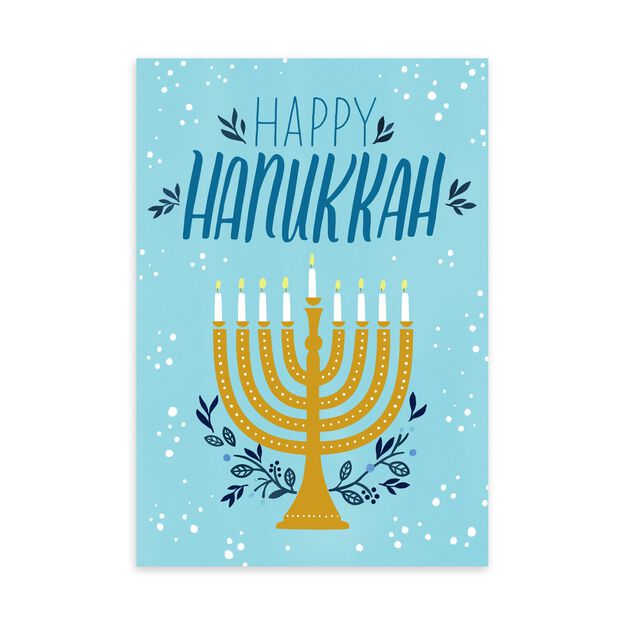 Illustrated Menorah Hanukkah Card