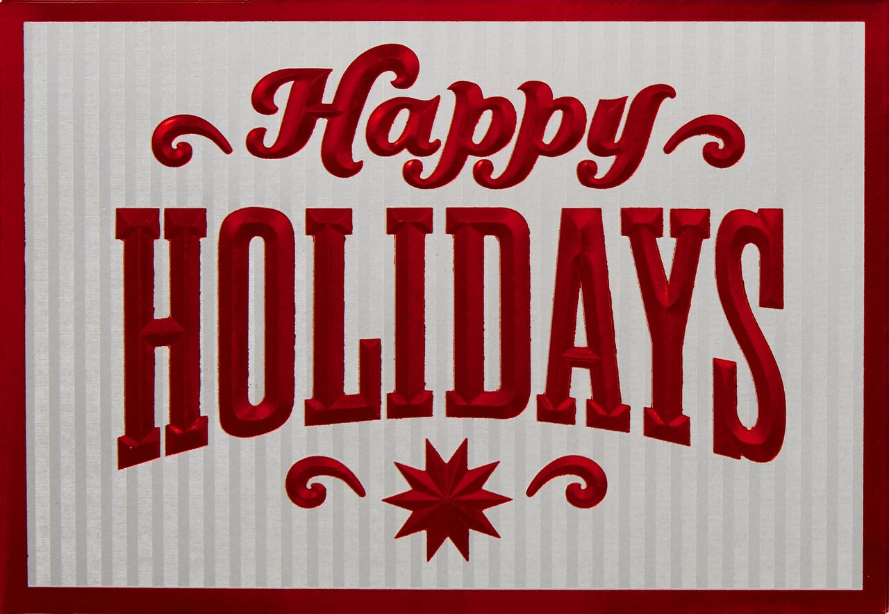 Red & Silver Embossed Holidays Premium Holiday Card