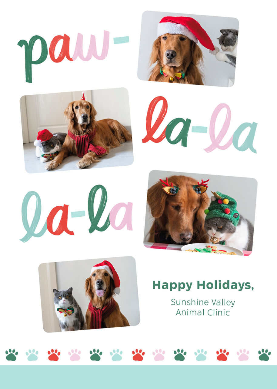 Playful Pet Collage Happy Holidays Photo Card