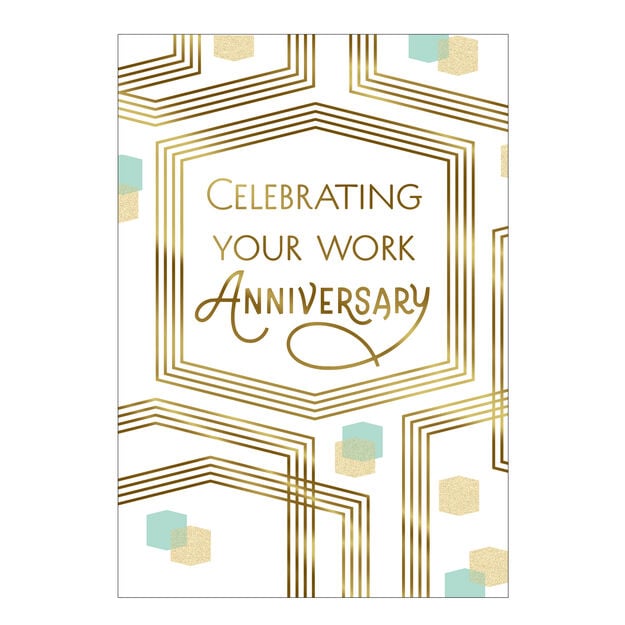 Gold Celebration Work Anniversary Card