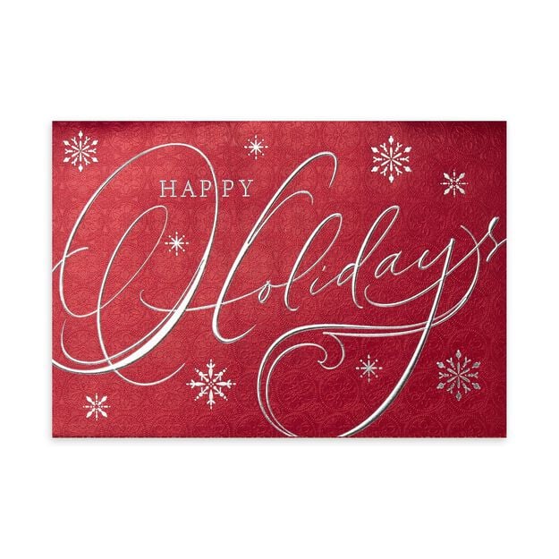 Red & Silver Happy Holidays Premium Holiday Card