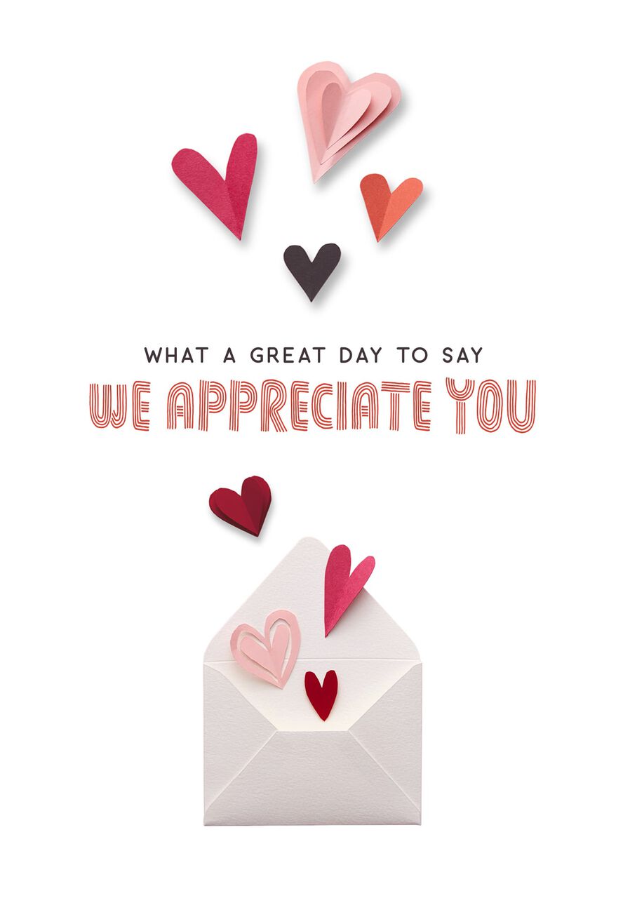 Paper Hearts & Envelope Valentine’s Day Card