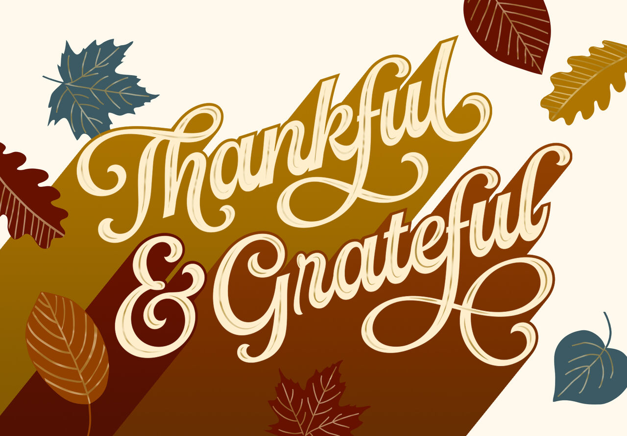 Thankful & Grateful Thanksgiving Card