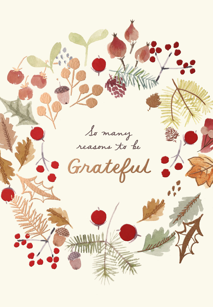 Grateful Wreath Thanksgiving Card