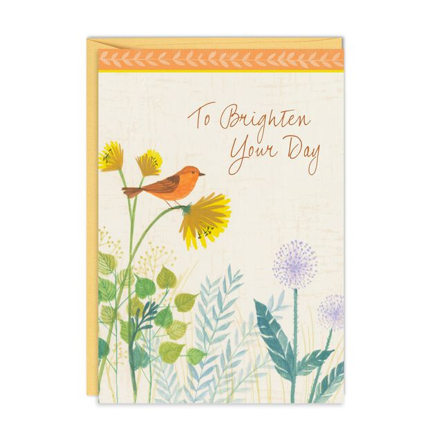 Bird & Flowers Caring Thoughts Card