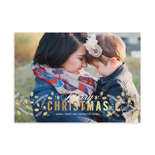 Holly & Pine Christmas Full Photo Card