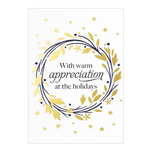 Gold Wreath Holiday Appreciation Card