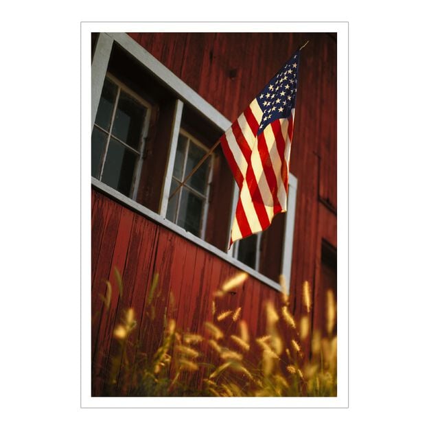Flag on Barn Photo Veterans Day Card
