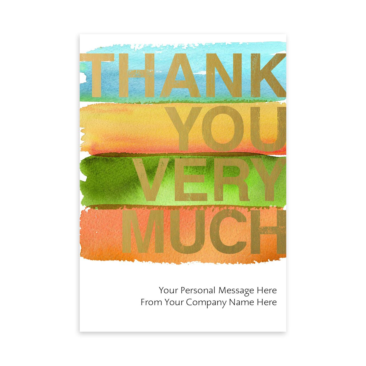 Watercolor & Shine Customizable Cover Thank You Card image number 0