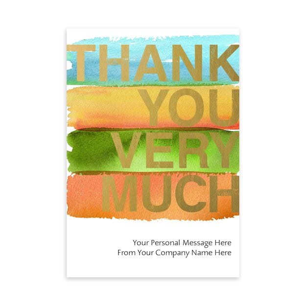 Watercolor & Shine Customizable Cover Thank You Card