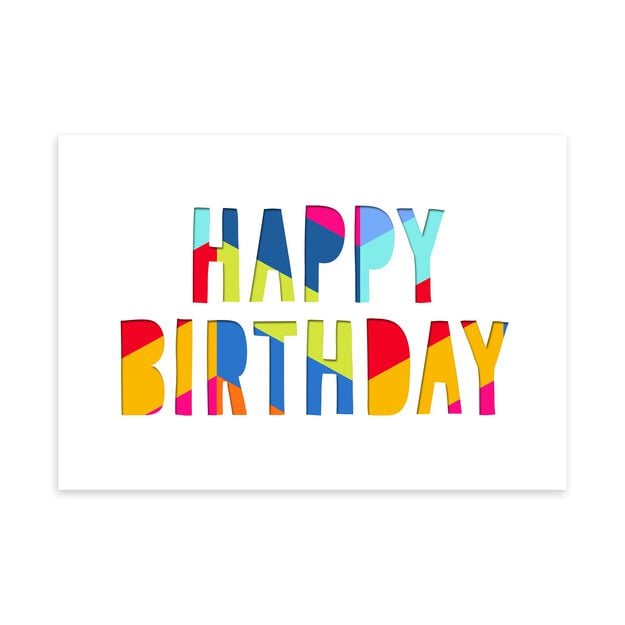 Colorful Paper Letters Birthday Card