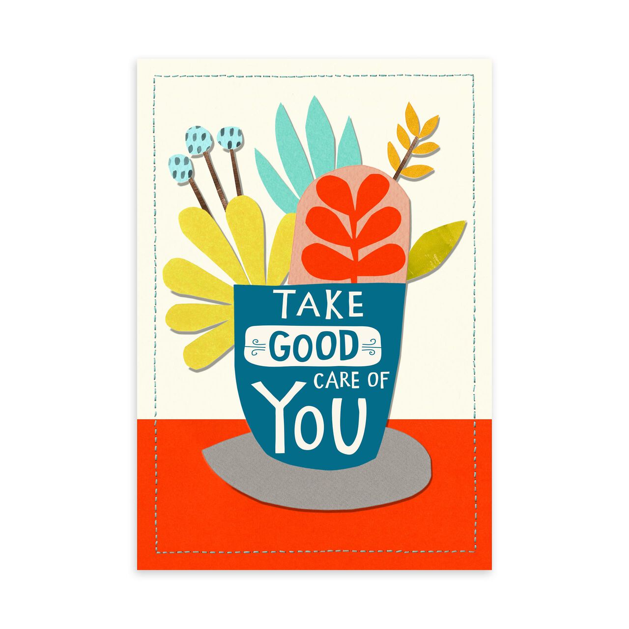 Colorful Felt Plant Collage Caring Thoughts Card image number 0