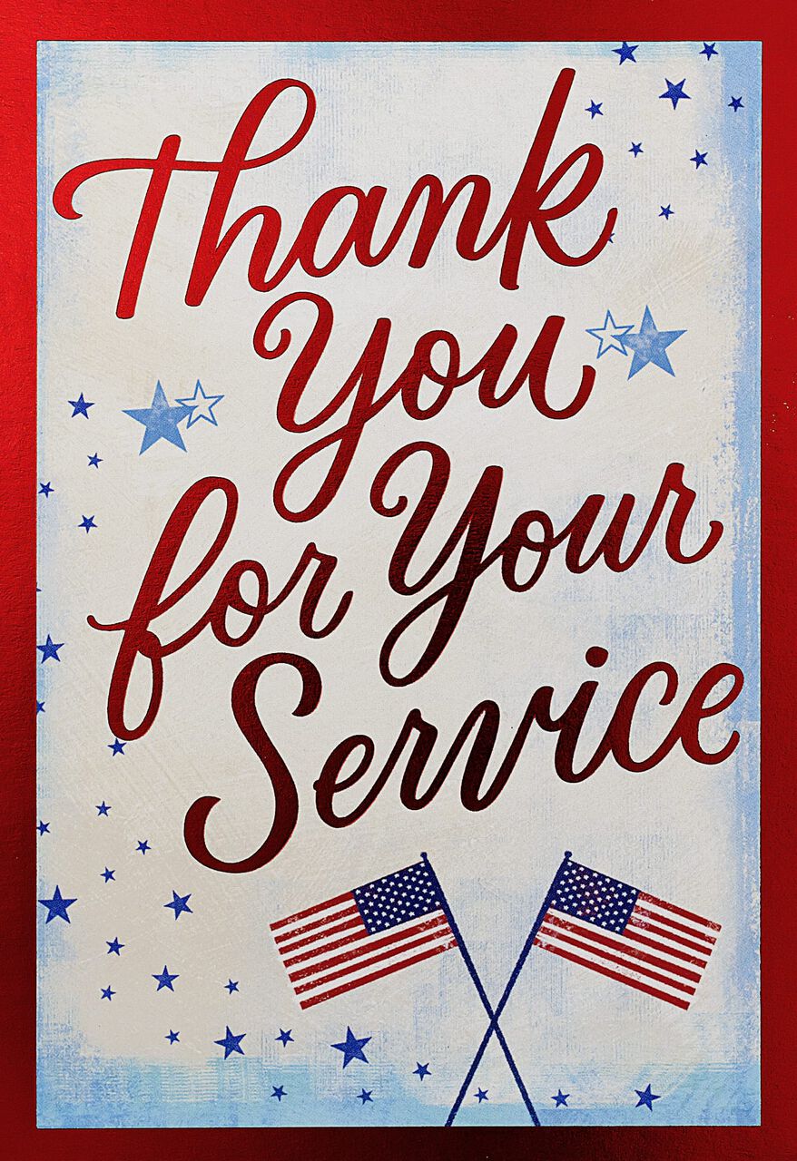 Thanks for Service Flags & Stars 4th of July Card