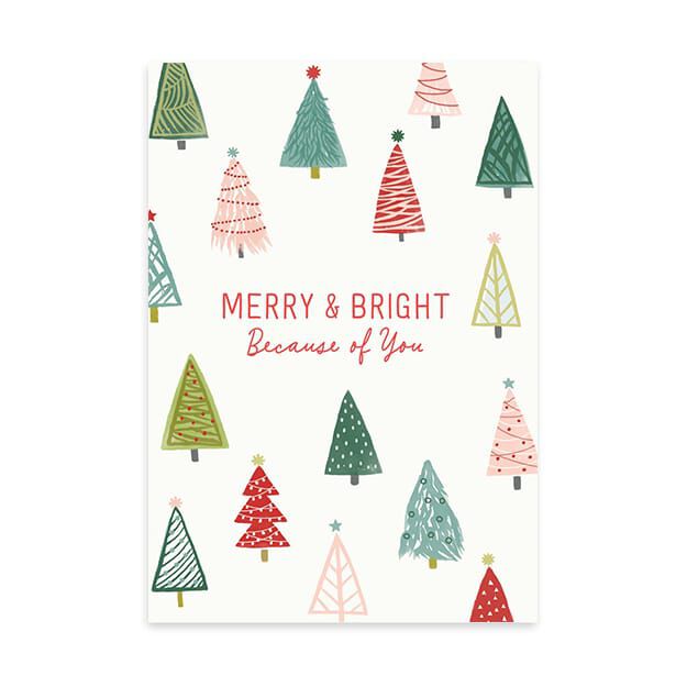 Merry & Bright Christmas Trees Appreciation Card