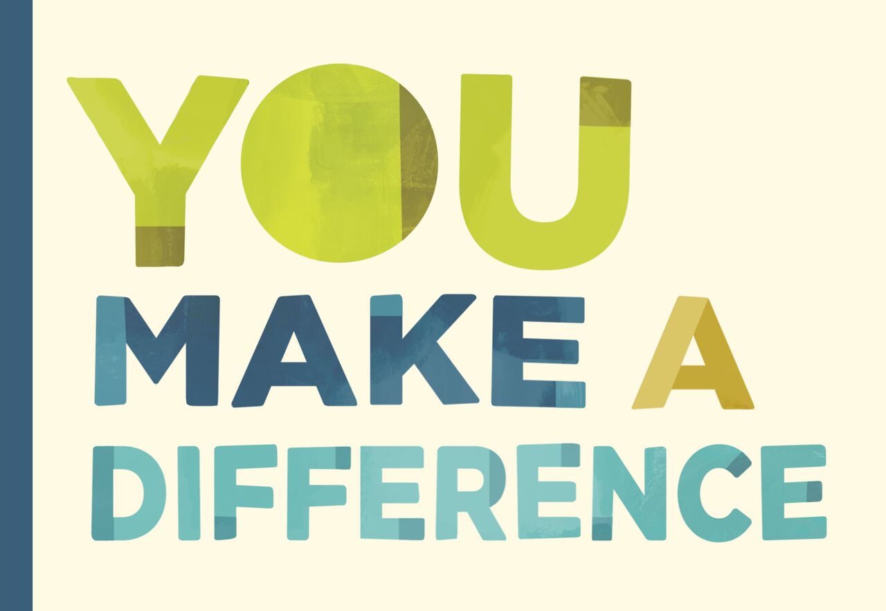 Green, Blue & White Make a Difference Volunteer Thank You Card