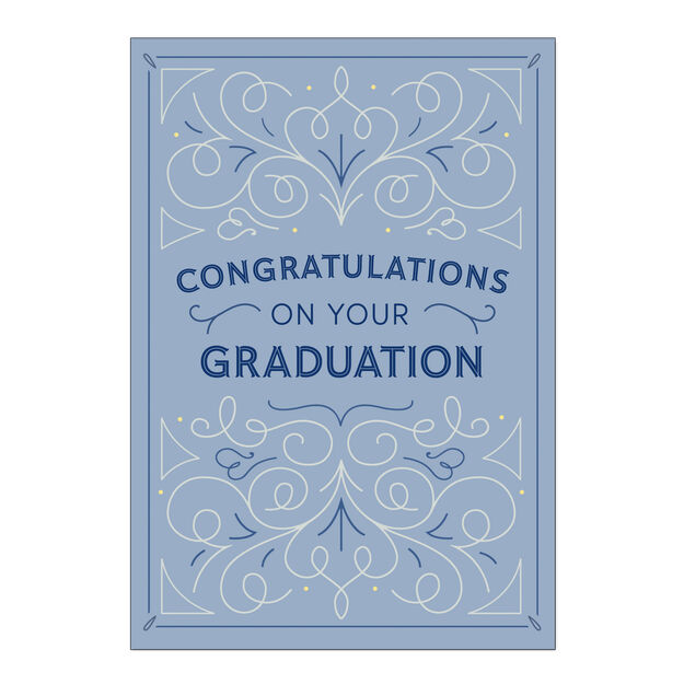 Blue Decorative Scrolls Graduation Card