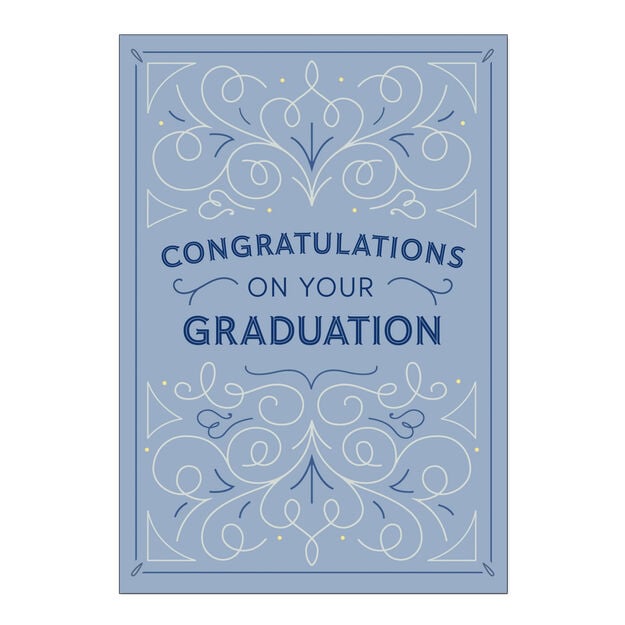 Blue Decorative Scrolls Graduation Card