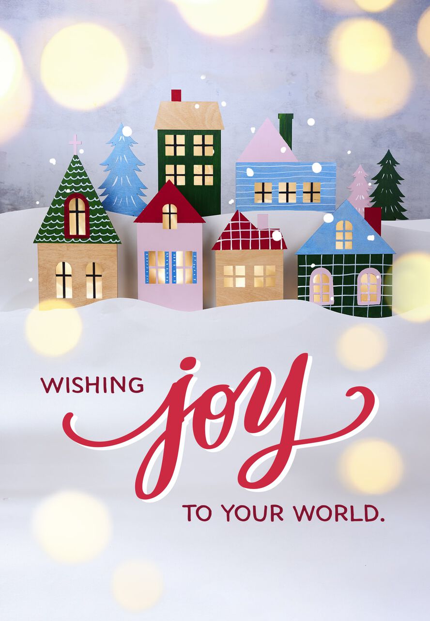 Joy to Your World Homes in Snow Holiday Card