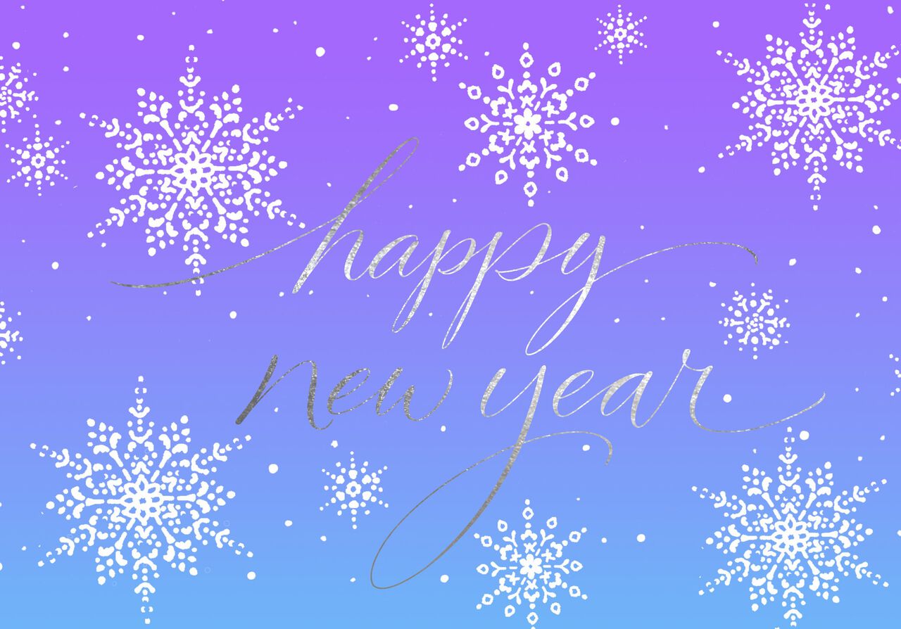 Shimmering Snowflakes Premium New Year Card