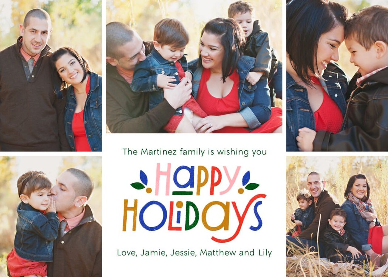 Colorful Happy Holidays Multi Photo Card