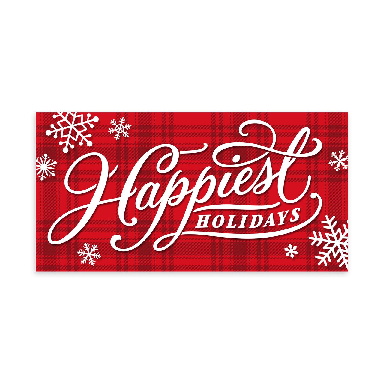 White Lettering & Red Plaid Happy Holidays Card image number 0