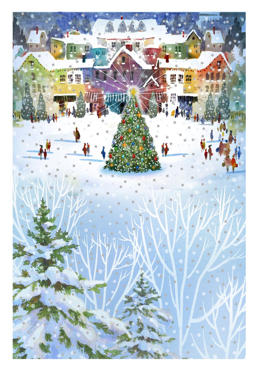 Town Square Illustrated Holiday Cards