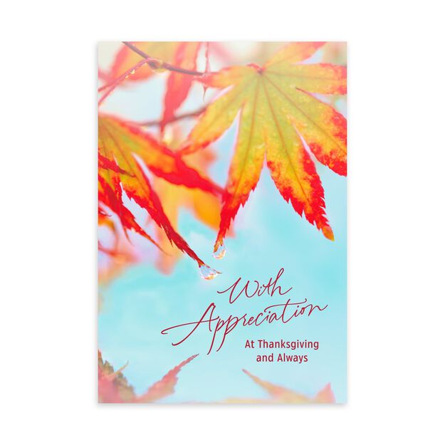 Red Fall Leaves Thanksgiving Card