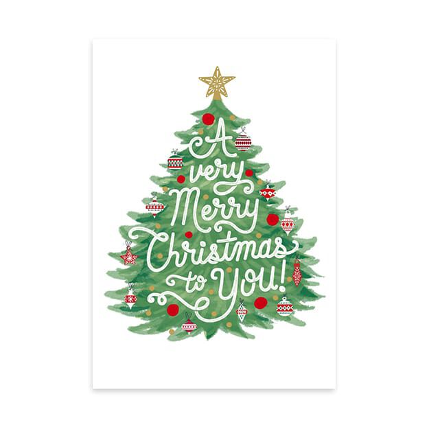Very Merry Christmas Tree Christmas Card
