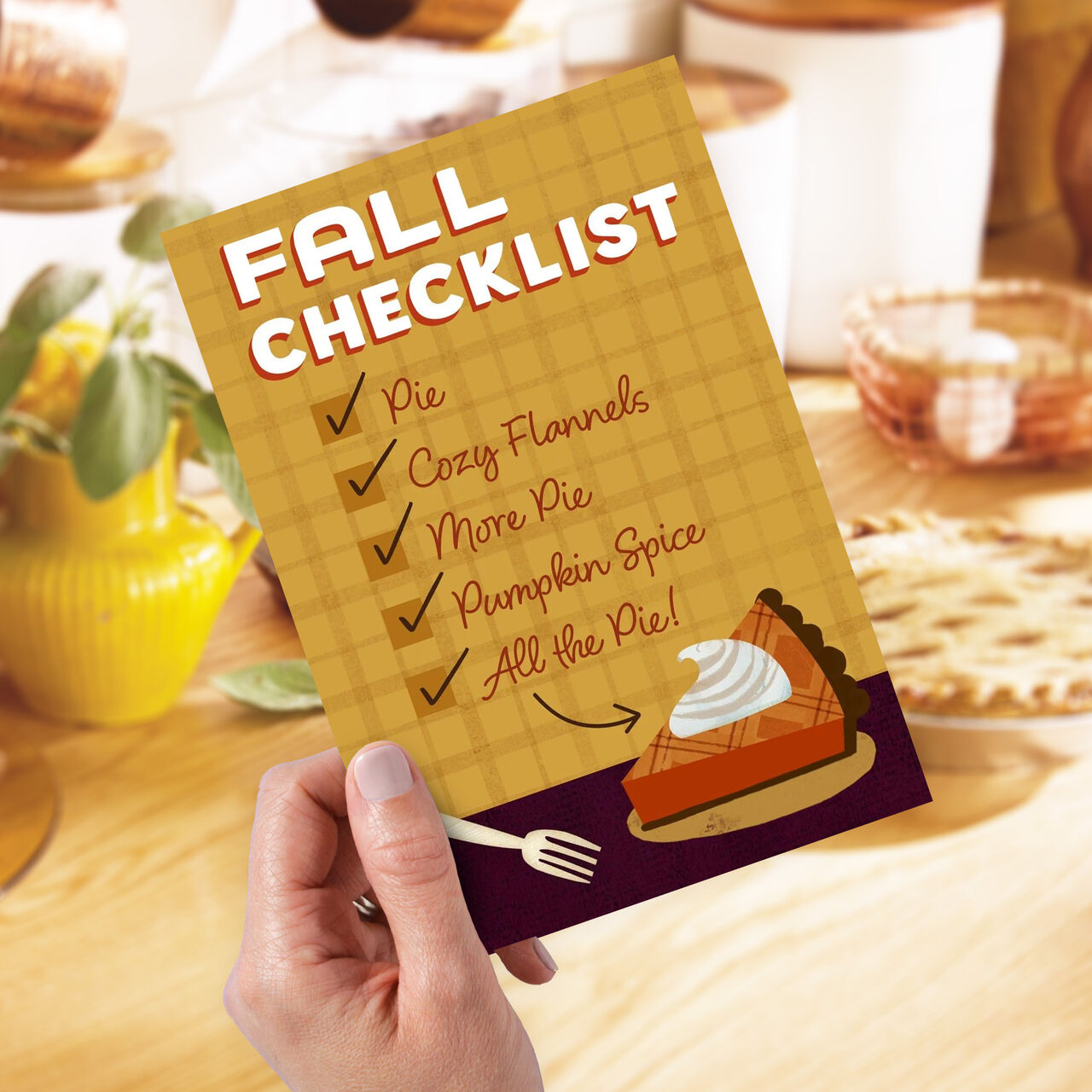 Fall Checklist Pumpkin Pie Thanksgiving Card image number 1