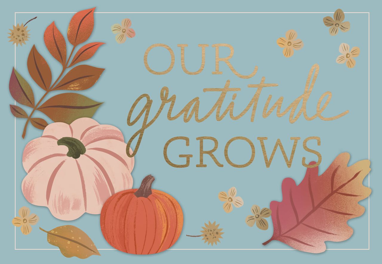 Our Gratitude Grows Appreciation at Thanksgiving Card