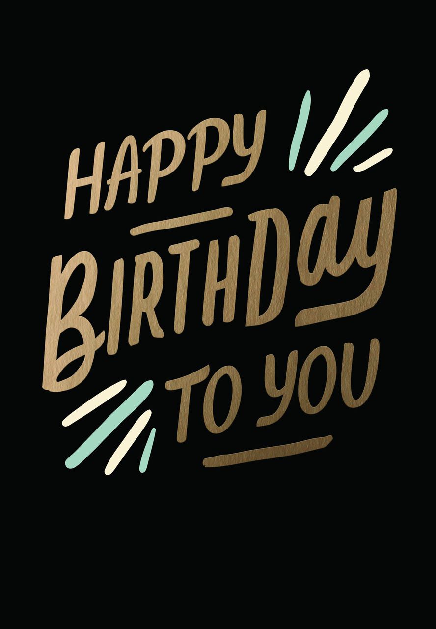 Gold, Black & Mint Birthday Card