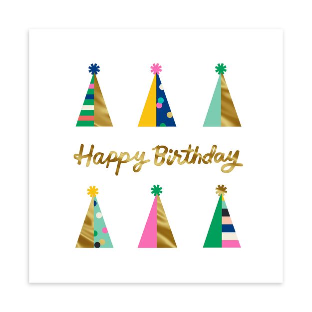 Foil Party Hats Square Birthday Card