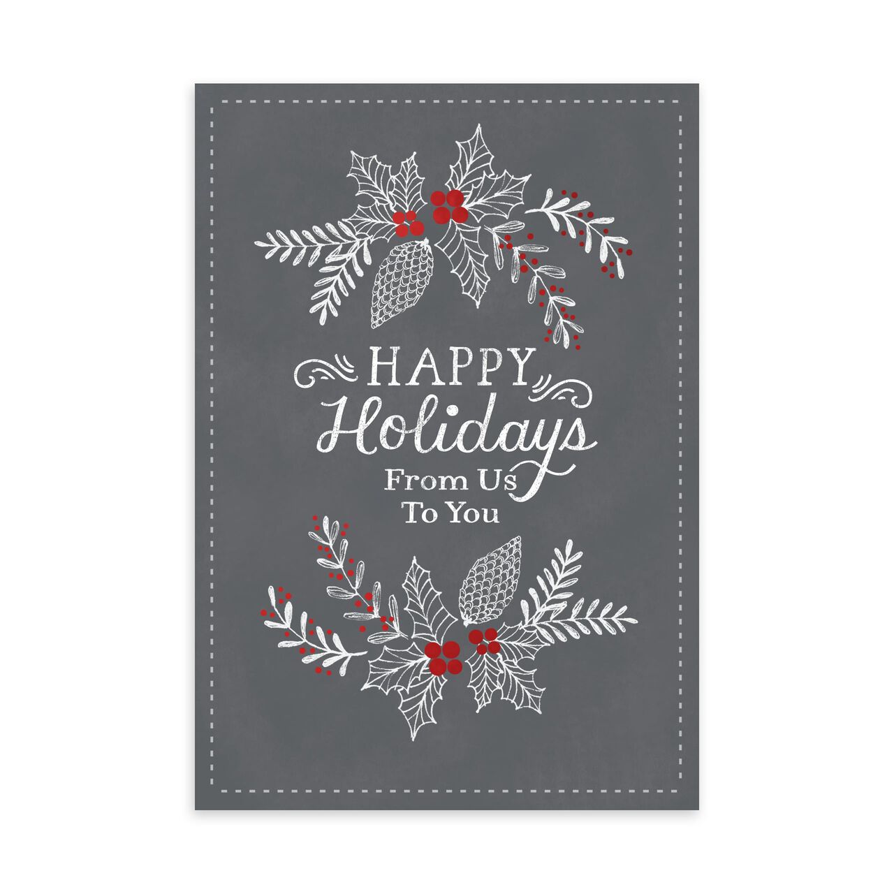 Chalk on Gray From Us Happy Holidays Card image number 0