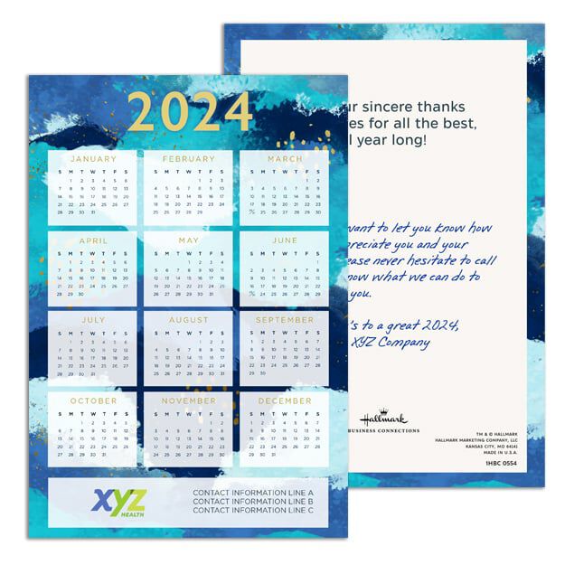Blue Abstract Magnetic 2024 Calendar